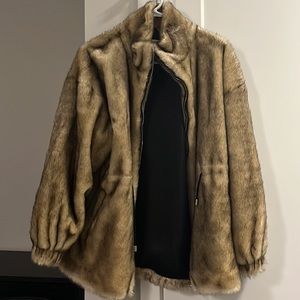 ZARA Faux Fur Bomber Jacket Womens XS